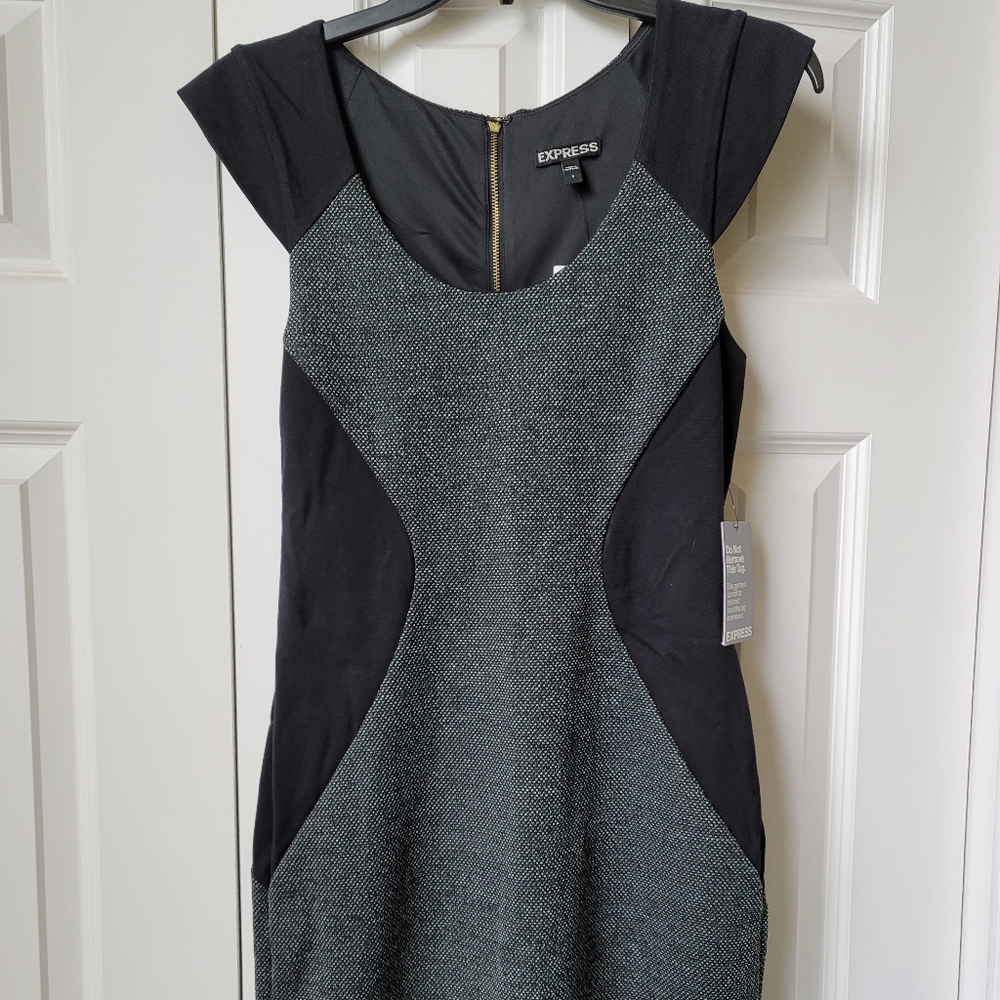 Express Black and Gray Short Sleeve Dress Size 6 BNWT